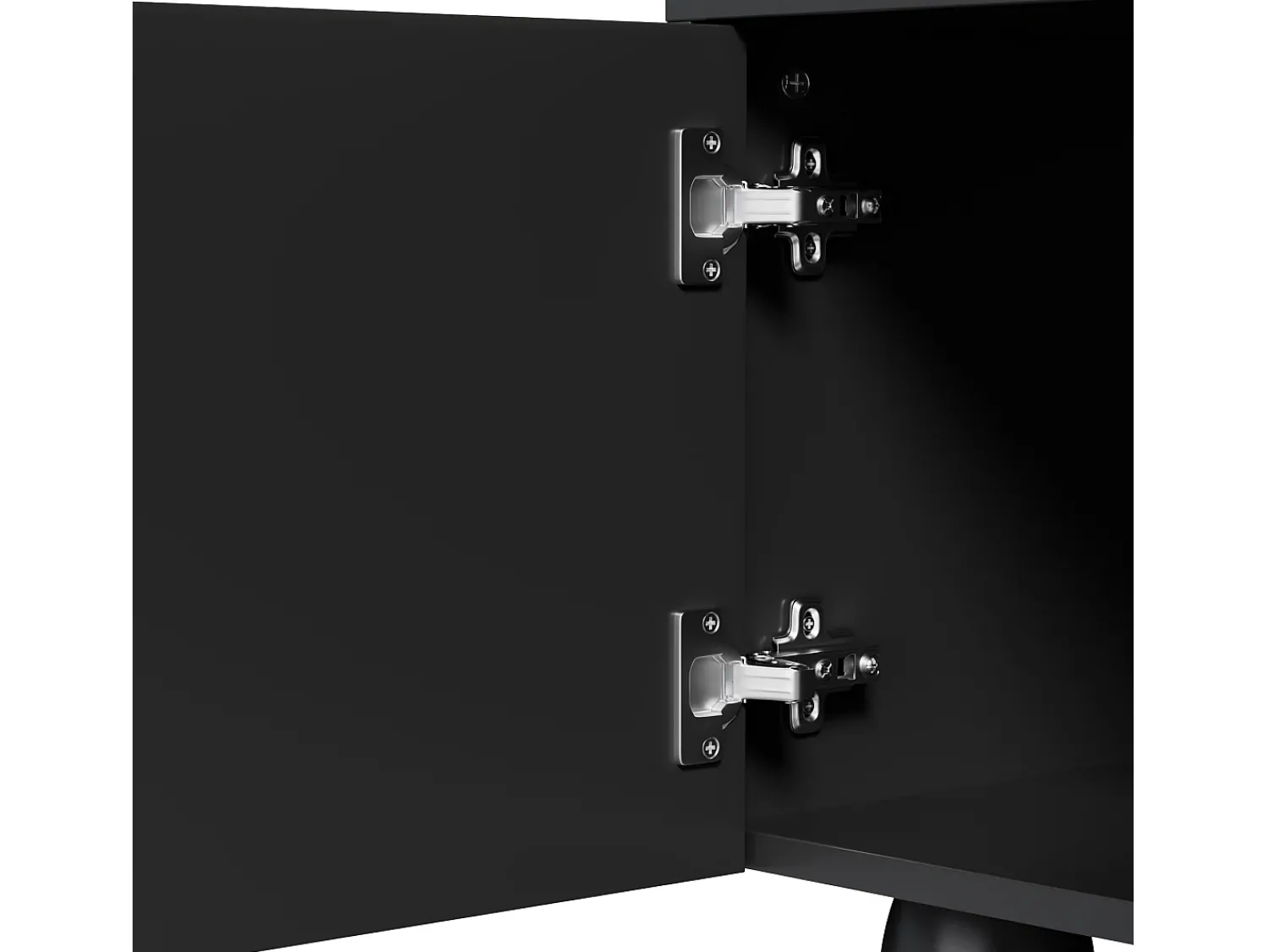Móvel De Tv* Suporte para TV - Suporte para TV com 2 gavetas e 2 portas - Pés redondos em madeira maciça Preto