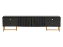 Suporte para TV - Suporte para TV para sala de estar com 2 portas texturadas e 4 gavetas - puxadores e pés dourados^ Móvel De Tv