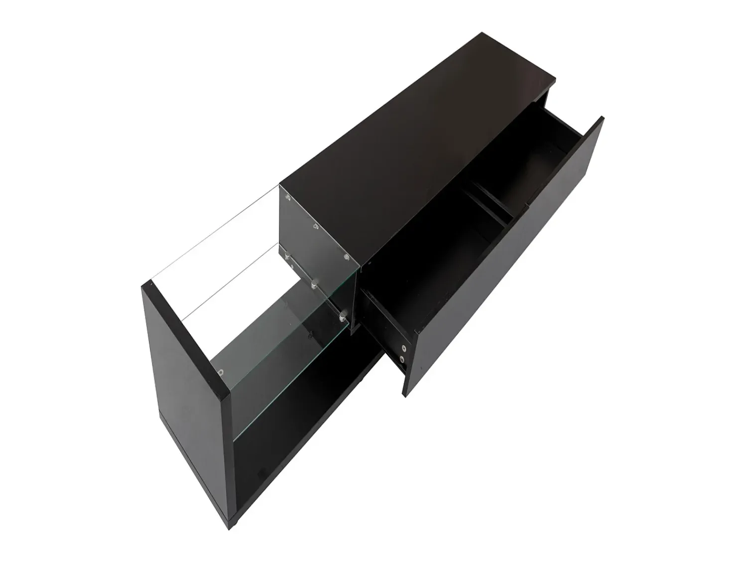 Suporte para TV - Suporte para TV para sala de estar com iluminação LED ajustável - 2 gavetas e espaço de arrumação aberto^ Móvel De Tv