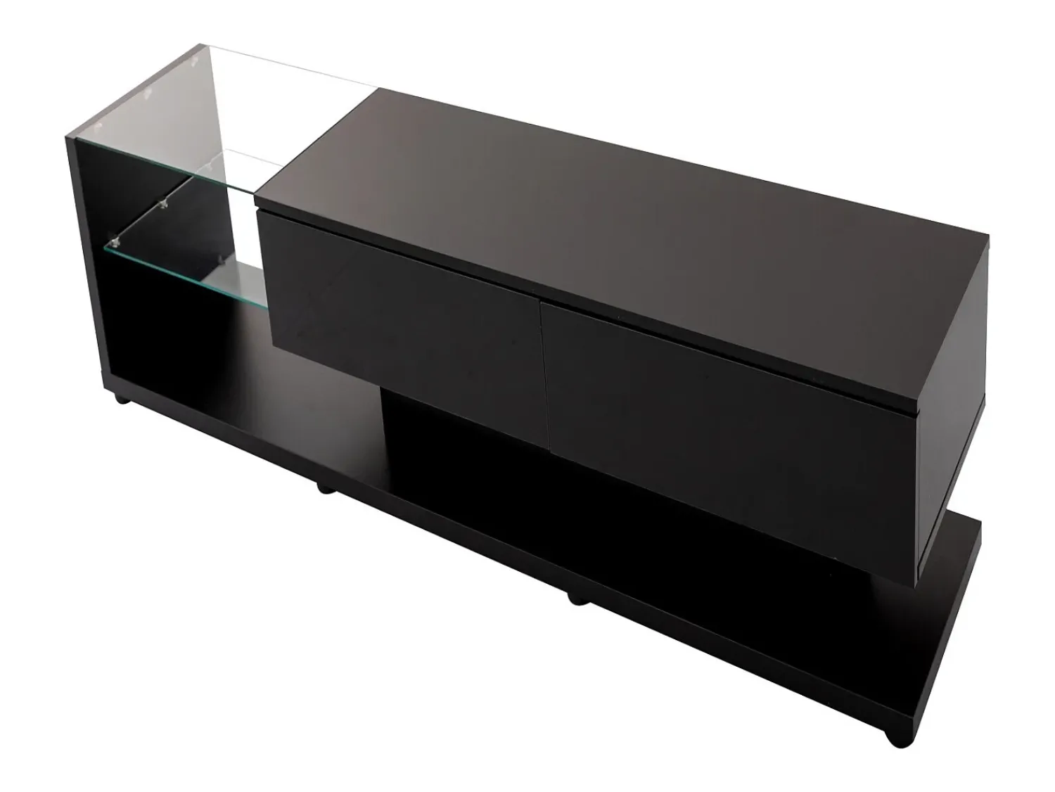 Suporte para TV - Suporte para TV para sala de estar com iluminação LED ajustável - 2 gavetas e espaço de arrumação aberto^ Móvel De Tv