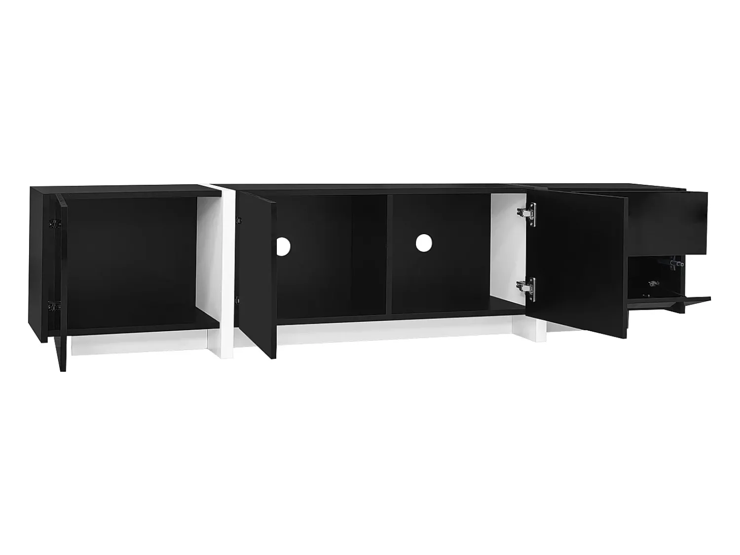 Móvel De Tv* Suporte para TV Brilhante - Suporte para TV com 1 Gaveta e 4 Portas - com Iluminação LED - para Sala de Estar Preto