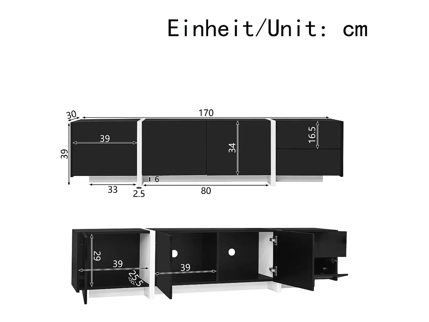Móvel De Tv* Suporte para TV Brilhante - Suporte para TV com 1 Gaveta e 4 Portas - com Iluminação LED - para Sala de Estar Preto