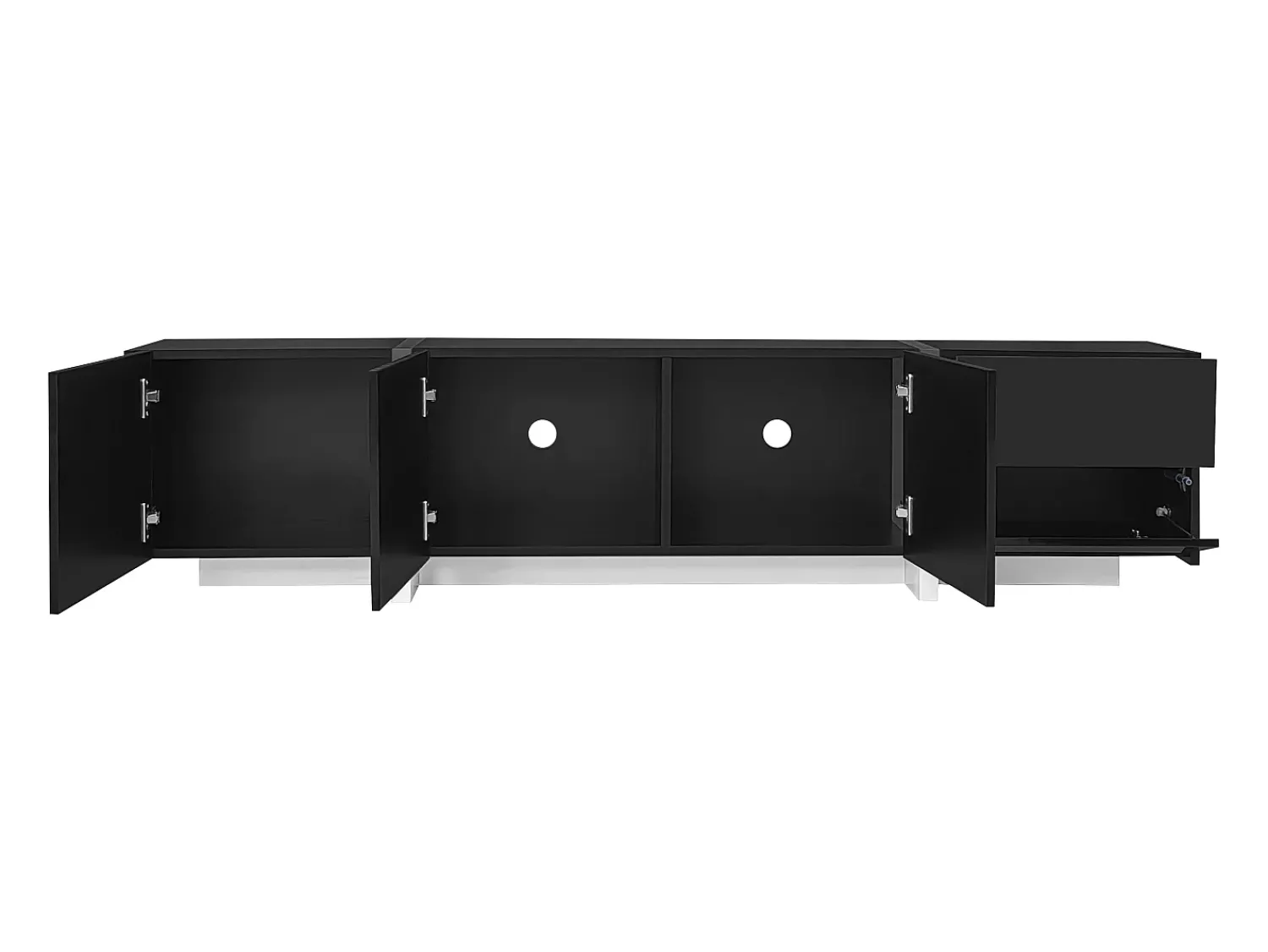 Móvel De Tv* Suporte para TV Brilhante - Suporte para TV com 1 Gaveta e 4 Portas - com Iluminação LED - para Sala de Estar Preto