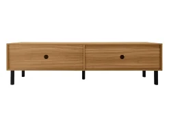 Best Suporte para TV e madeira - Suporte para TV de 4 portas com pés em madeira - para sala de estar Preto