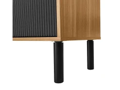 Best Suporte para TV e madeira - Suporte para TV de 4 portas com pés em madeira - para sala de estar Preto