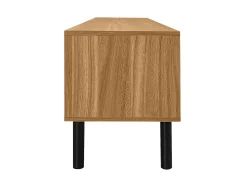 Best Suporte para TV e madeira - Suporte para TV de 4 portas com pés em madeira - para sala de estar Preto