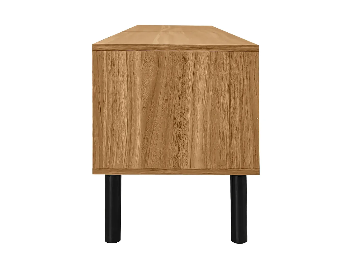 Best Suporte para TV e madeira - Suporte para TV de 4 portas com pés em madeira - para sala de estar Preto