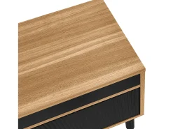 Best Suporte para TV e madeira - Suporte para TV de 4 portas com pés em madeira - para sala de estar Preto