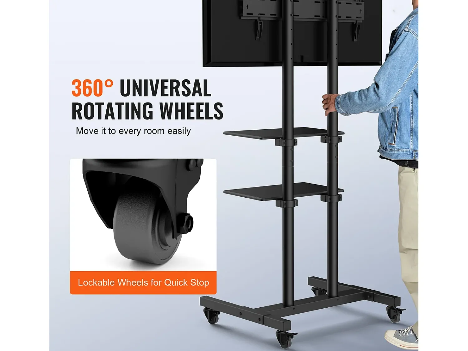 Suporte para TV SucceBuy Suporte Móvel para Televisões de 81 a 178 CM, Suporte Rodante com Rodas e Prateleira^ Móvel De Tv