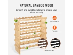 Acessórios De Arrumação|Acessório Vinho E Bar* Suporte para Vinhos Empilhável SucceBuy para 48 Garrafas, Prateleira de Exposição em Madeira de Bambu com 6 Níveis