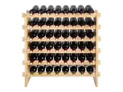 Acessórios De Arrumação|Acessório Vinho E Bar* Suporte para Vinhos Empilhável SucceBuy para 48 Garrafas, Prateleira de Exposição em Madeira de Bambu com 6 Níveis