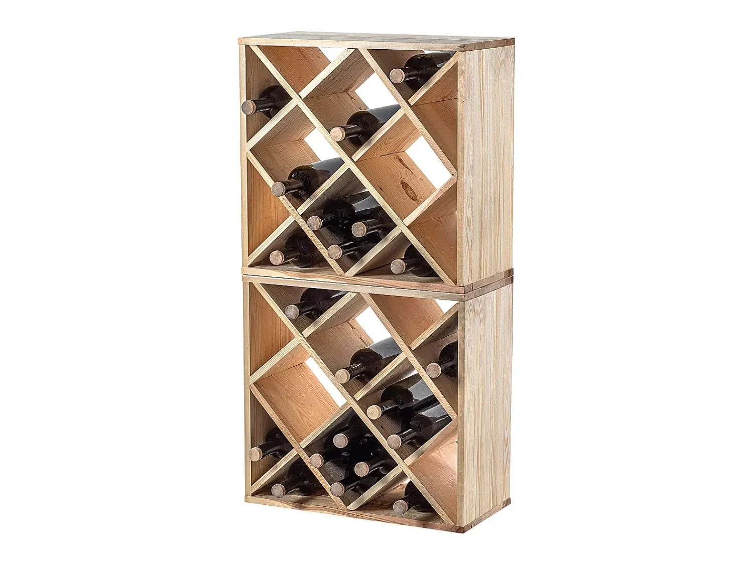 Suporte para vinhos Loreo com grade de madeira marrom claro 2 peças^ Acessórios De Arrumação|Acessório Vinho E Bar