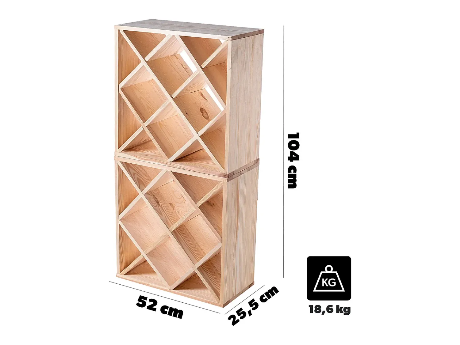 Suporte para vinhos Loreo com grade de madeira marrom claro 2 peças^ Acessórios De Arrumação|Acessório Vinho E Bar