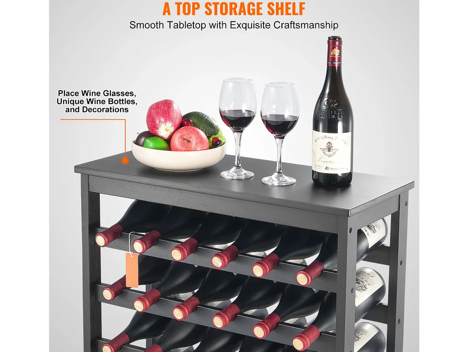 Best Suporte para Vinhos, SucceBuy Suporte Modular em Bambu para 42 Garrafas, 7 Níveis, com Prateleira de Mesa para Exposição