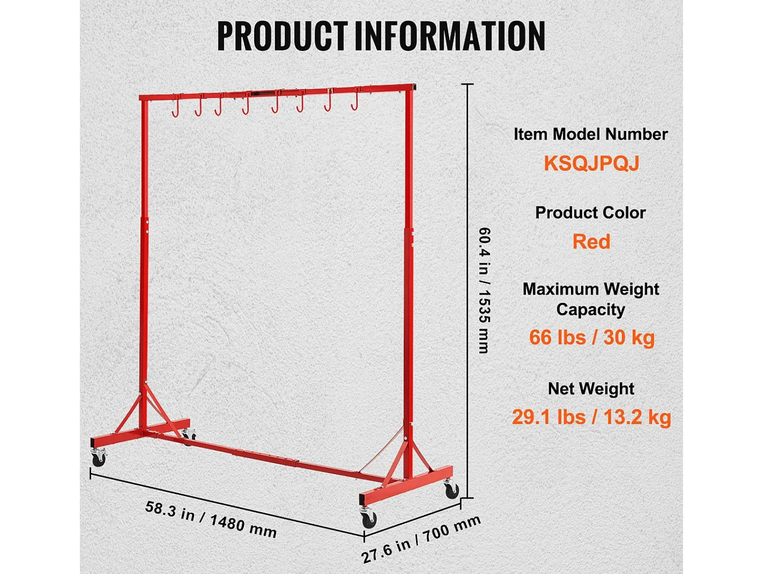 Outlet Suporte SucceBuy para Tinta Ajustável em Altura, com 8 Ganchos Resistentes e uma Capacidade de Carga Máxima de 30 kg - Organização Perfeita para Projetos Vermelho