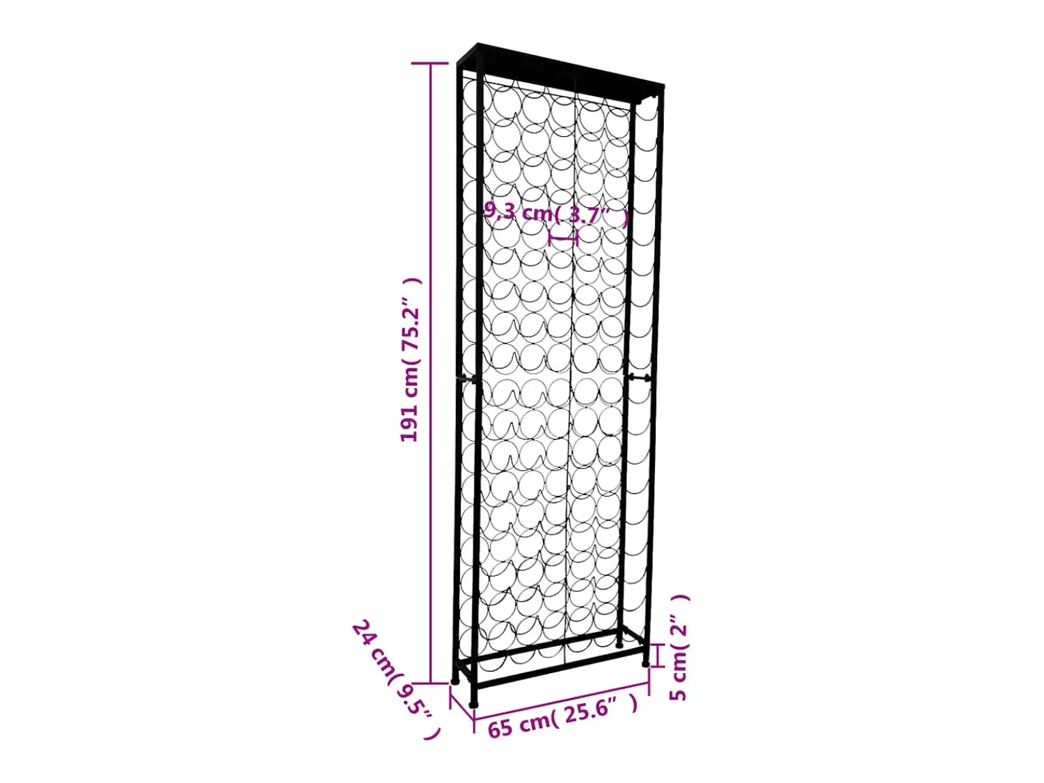 Best Suporte vertical para garrafas de vinho, metal por 108 garrafas PT225222 Preto