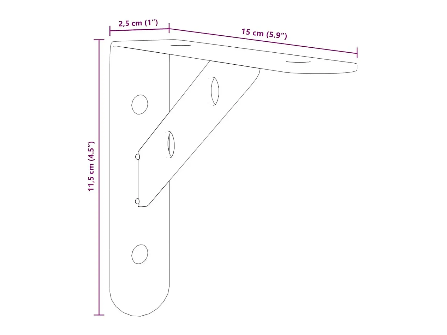 Prateleira|vidaxl Suportes prateleira 4pcs 15x2,5x11,5 cm aço inoxidável prateado Preto