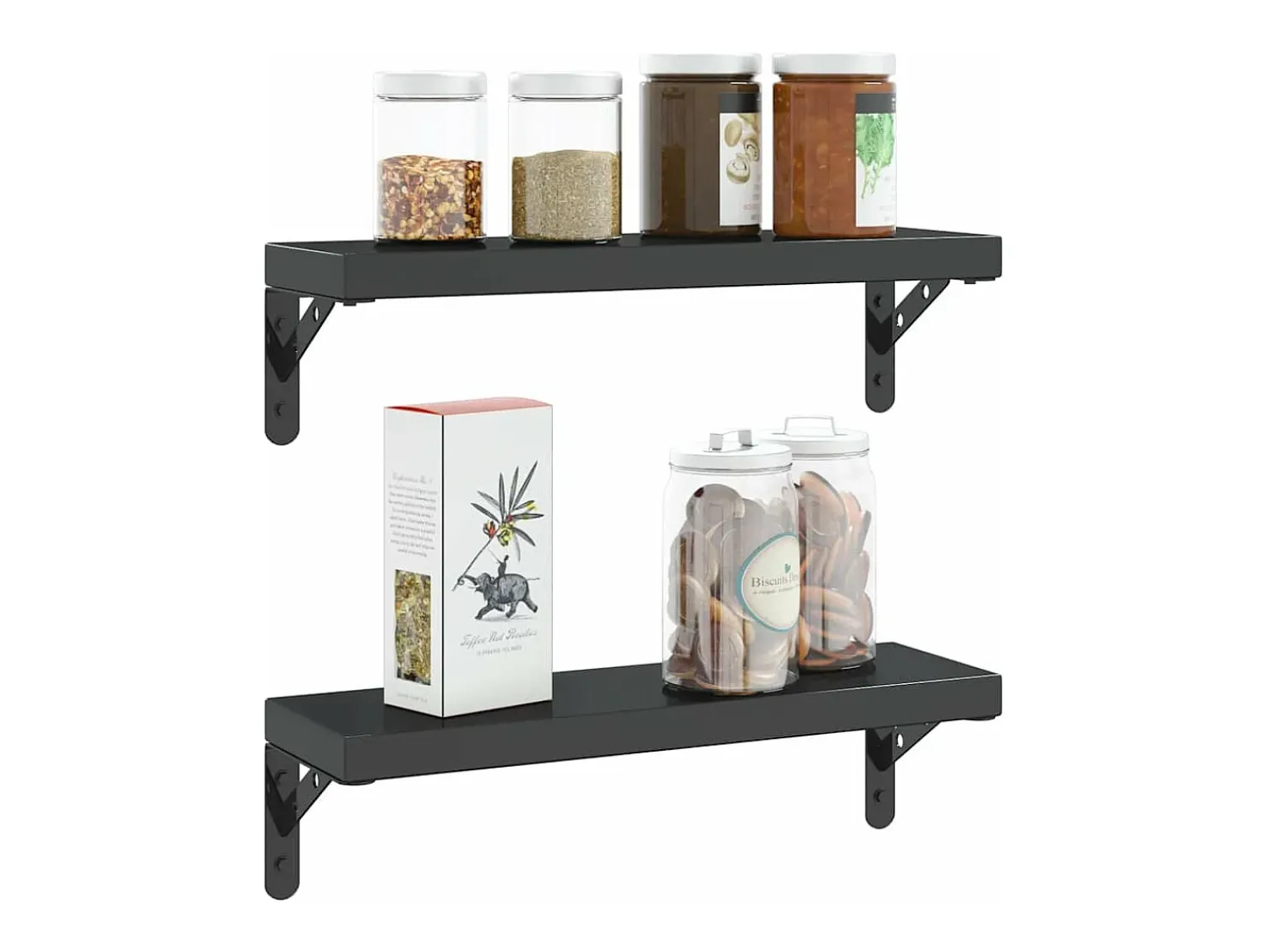 Prateleira|vidaxl Suportes prateleira 4pcs 15x2,5x11,5 cm aço inoxidável prateado Preto