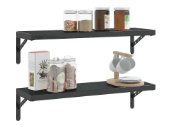 Prateleira|vidaxl Suportes prateleira 4pcs 23,5x2,5x15,5 cm aço inoxidável Preto