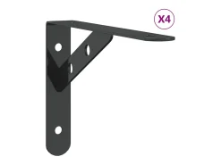 New Suportes prateleira 4pcs 20x2,5x14 cm aço inoxidável prateado PT623176 Preto