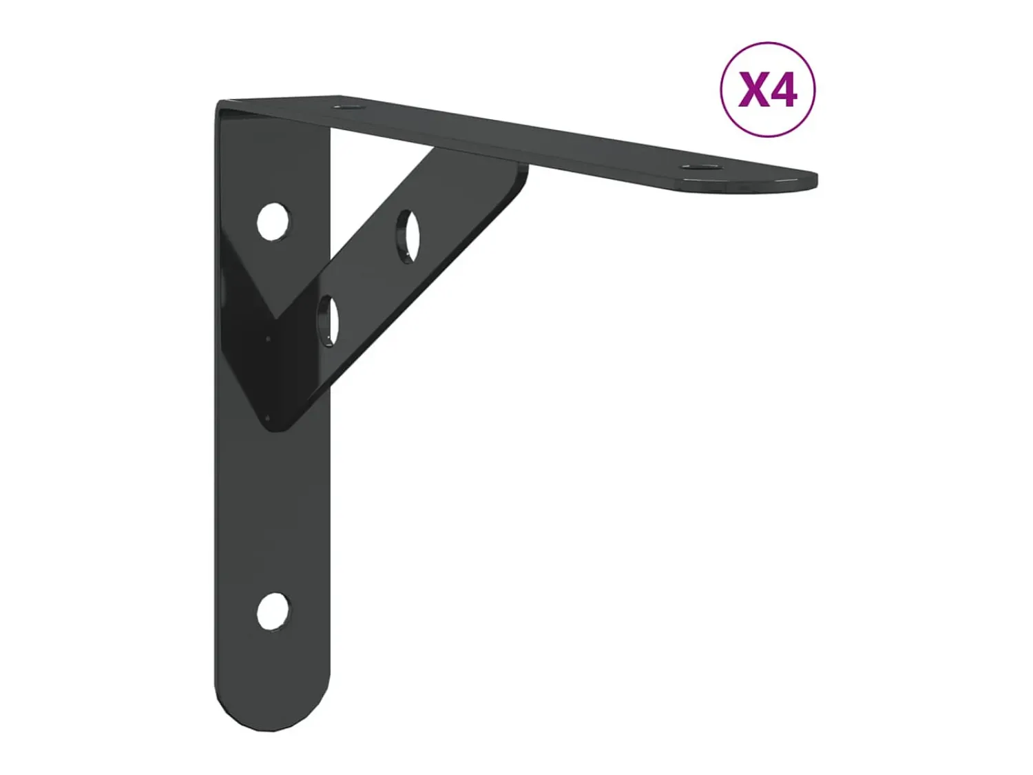 New Suportes prateleira 4pcs 20x2,5x14 cm aço inoxidável prateado PT623176 Preto