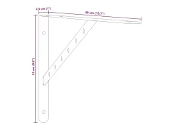 New vidaxl Suportes prateleira 4pcs 40x2,5x25 cm aço inoxidável Preto