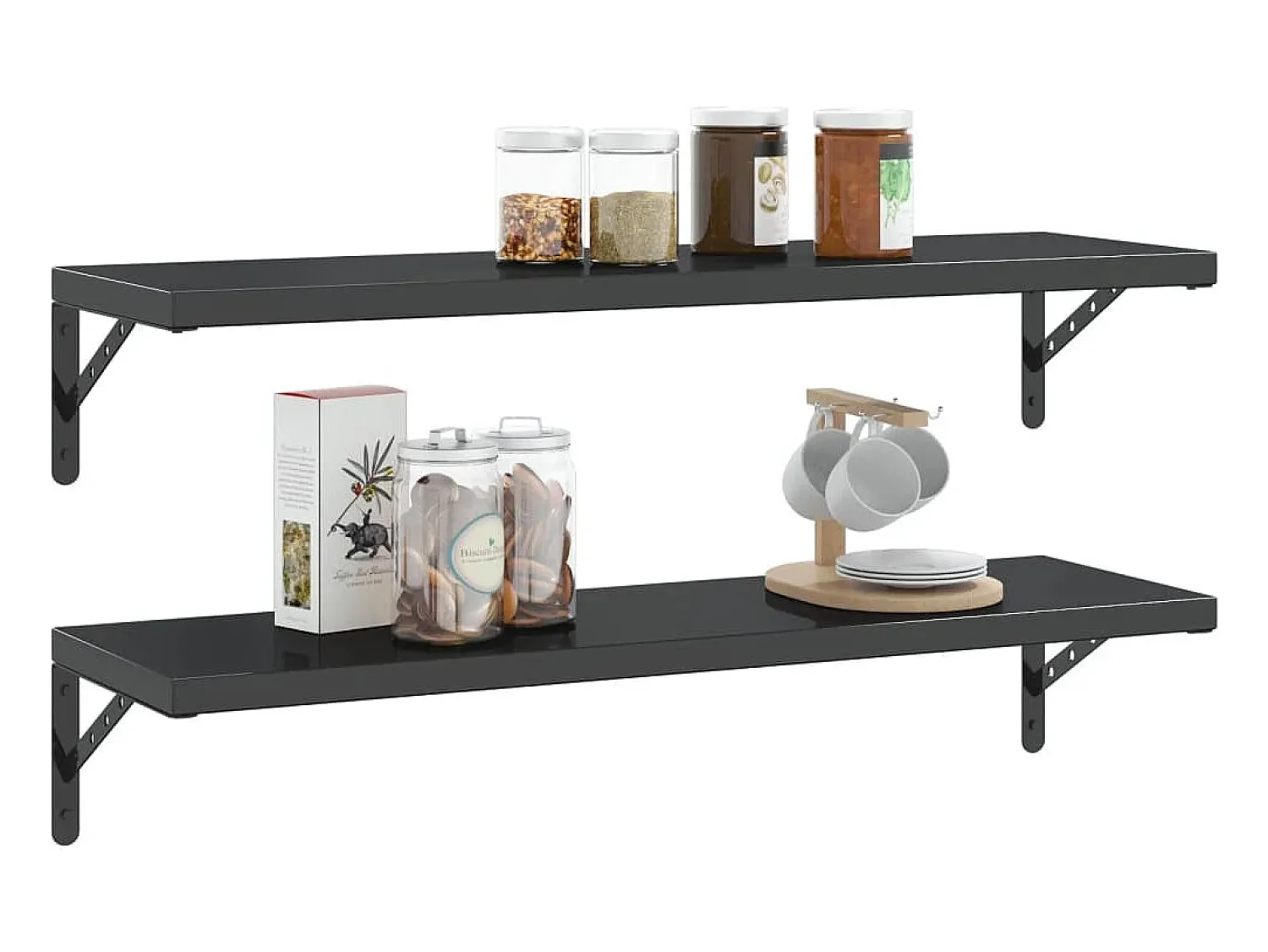 Sale Suportes prateleira 4pcs 30x2,5x15,5 cm aço inoxidável PT784447 Preto