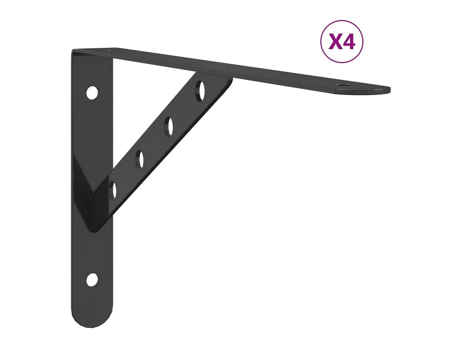 Sale Suportes prateleira 4pcs 30x2,5x15,5 cm aço inoxidável PT784447 Preto