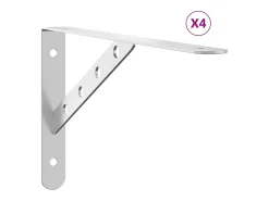 Prateleira|vidaxl Suportes prateleira 4pcs 30x2,5x15,5 cm aço inoxidável Prateado