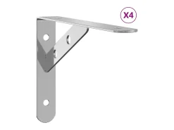 Discount Suportes prateleira 4pcs 20x2,5x14 cm aço inoxidável PT899180 Prateado