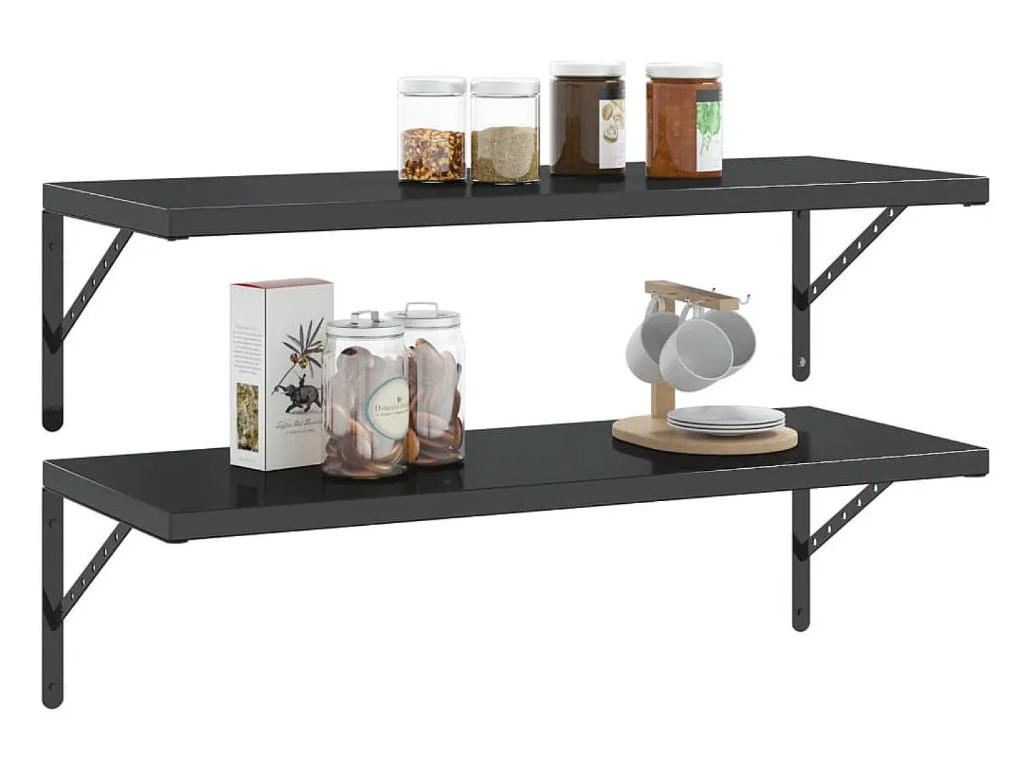 Prateleira| Suportes prateleira 4pcs 40x2,5x25 cm aço inoxidável PT251453 Preto
