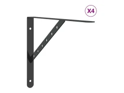 Prateleira| Suportes prateleira 4pcs 40x2,5x25 cm aço inoxidável PT251453 Preto