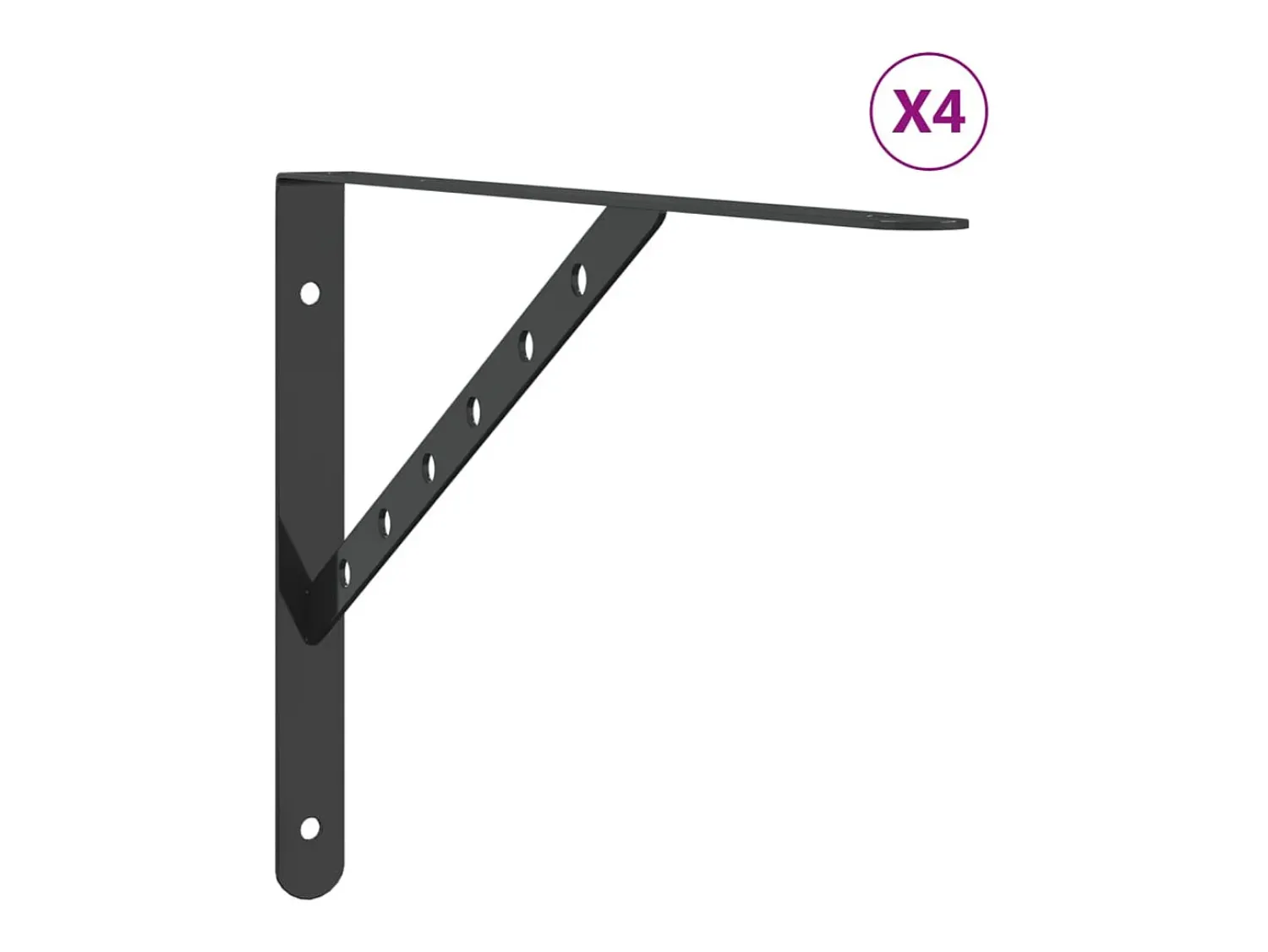 Prateleira| Suportes prateleira 4pcs 40x2,5x25 cm aço inoxidável PT251453 Preto