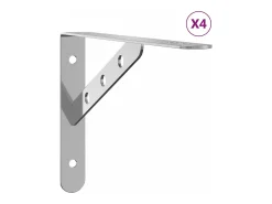 New vidaxl Suportes prateleira 4pcs 23,5x2,5x15,5 cm aço inoxidável prata Prateado