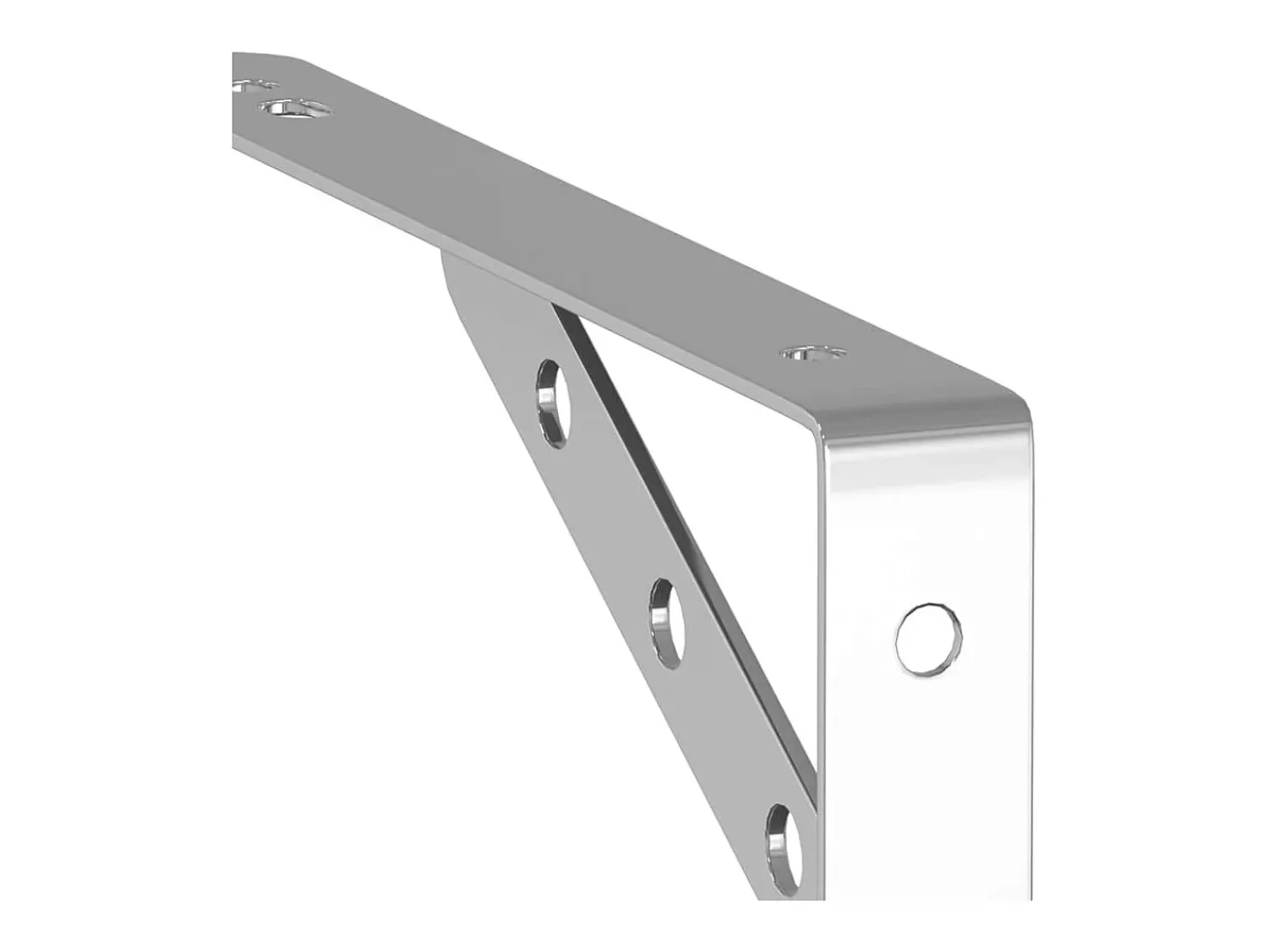 New vidaxl Suportes prateleira 4pcs 23,5x2,5x15,5 cm aço inoxidável prata Prateado