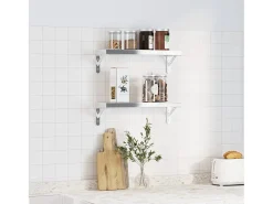 Prateleira| Suportes prateleira 4pcs 15x2,5x11,5 cm aço inoxidável PT839714 Prateado