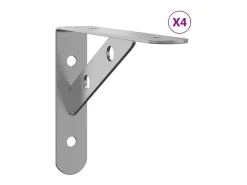 Prateleira| Suportes prateleira 4pcs 15x2,5x11,5 cm aço inoxidável PT839714 Prateado