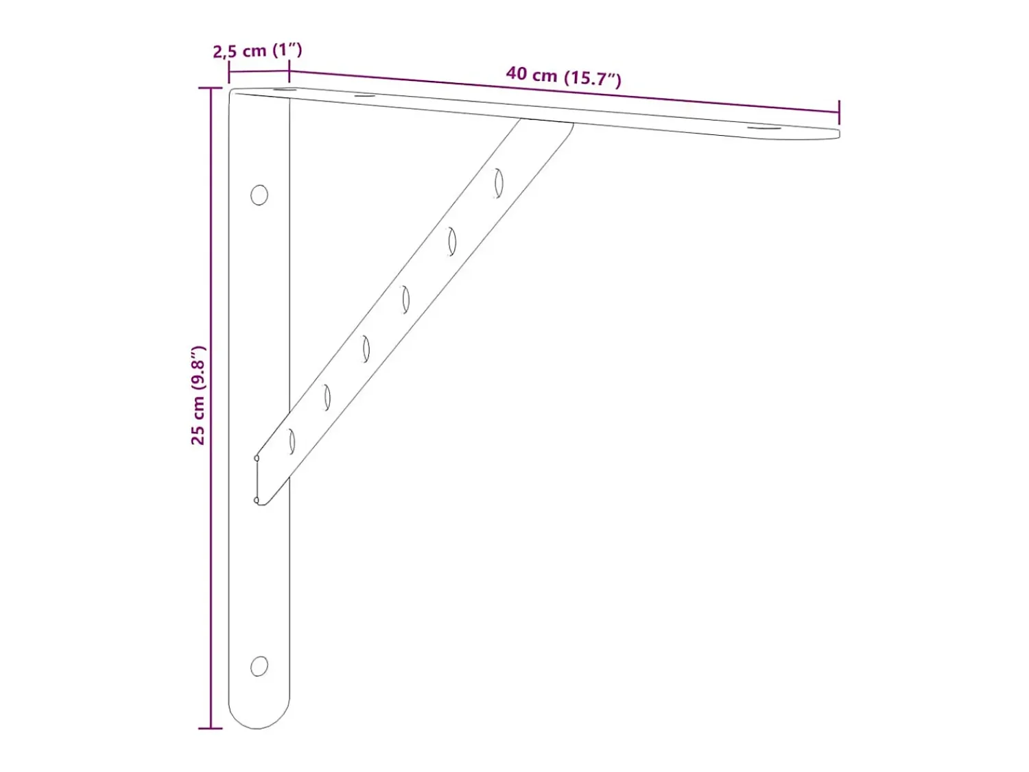 Prateleira*vidaxl Suportes prateleira 4pcs 40x2,5x25 cm aço inoxidável Prateado