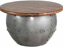 Clearance Loft24 Swaran | Mesa de café 75 cm em madeira de manga castanha Metal Castanho