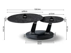 Meublorama Table baixa VIRELLO – Mesa de centro redonda Ø80 cm – Pedra natural cinza escura & metal – Design contemporâneo e robusto^ Mesa De Centro
