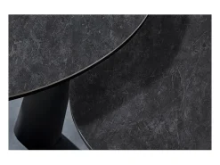 Meublorama Table baixa VIRELLO – Mesa de centro redonda Ø80 cm – Pedra natural cinza escura & metal – Design contemporâneo e robusto^ Mesa De Centro