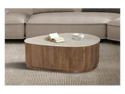 Meublorama Table basse en bois massif collection DELHI 100cm - Style ethnique et design^ Mesa De Centro