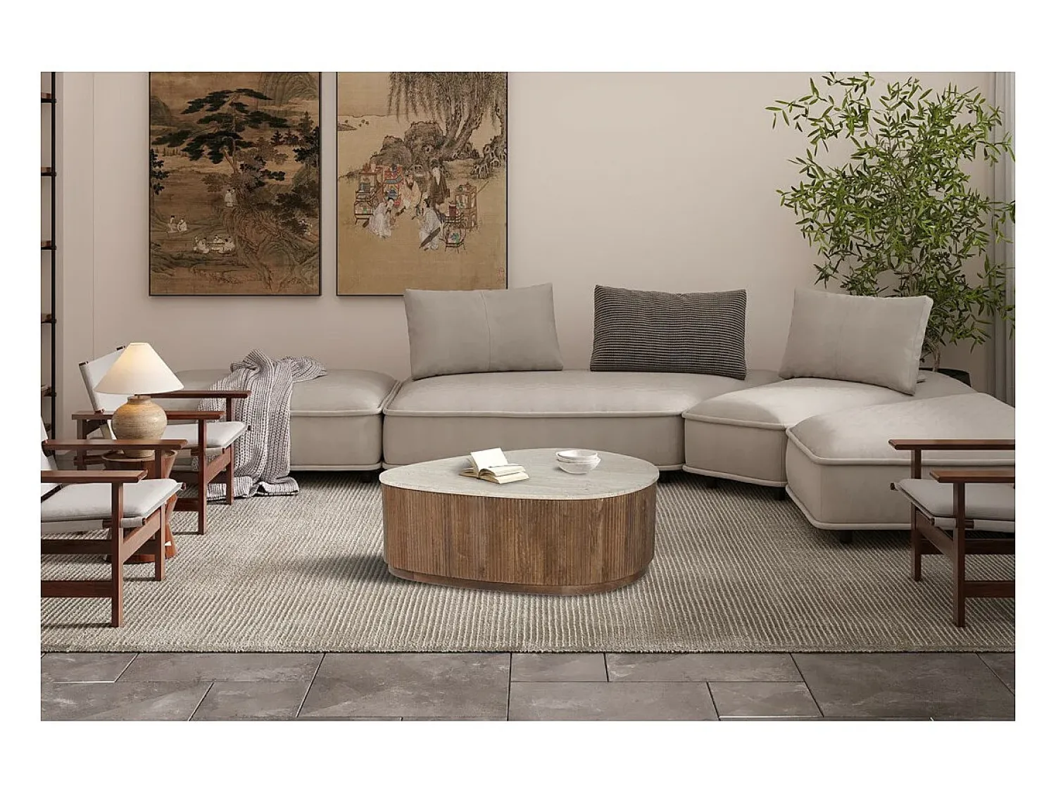 Meublorama Table basse en bois massif collection DELHI 100cm - Style ethnique et design^ Mesa De Centro