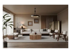 New Meublorama Table basse en bois massif collection DELHI 80cm - Style ethnique et design Castanho