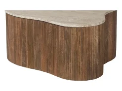 New Meublorama Table basse en bois massif collection DELHI 80cm - Style ethnique et design Castanho
