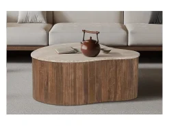 New Meublorama Table basse en bois massif collection DELHI 80cm - Style ethnique et design Castanho