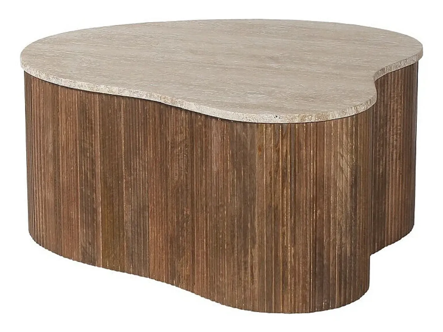 New Meublorama Table basse en bois massif collection DELHI 80cm - Style ethnique et design Castanho