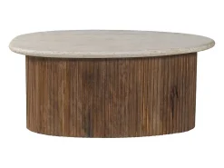 Mesa De Centro|Meublorama Table basse en bois massif collection DELHI 90cm - Style ethnique et design Castanho
