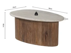 Mesa De Centro|Meublorama Table basse en bois massif collection DELHI 90cm - Style ethnique et design Castanho
