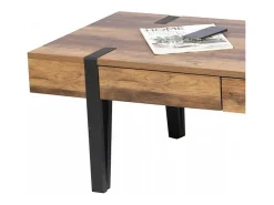Best Meublorama Table Basse LOVY – Bois avec Pieds en Métal, 2 Tiroirs Castanho